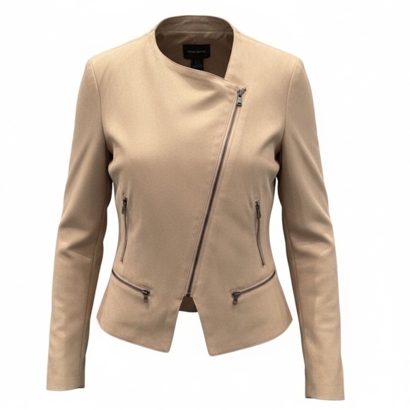 Dkny Jackets & Blazers - DKNY Jeans Faux Suede Biker Style Zipper Front Jacket Womens XS Neutral Beige